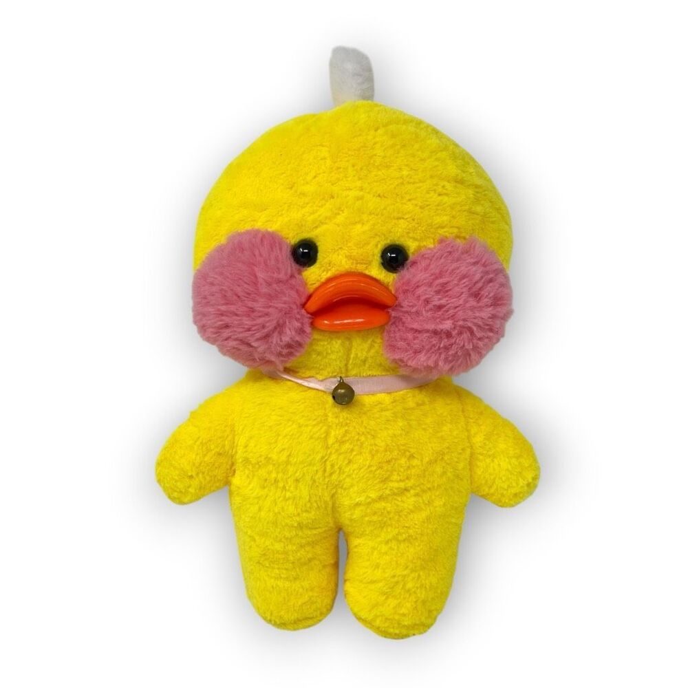 Cafe Mimi Yellow Pink Fluffy Cheeks Duck Plush Stuffed Animal w/Bell 12" Kawaii